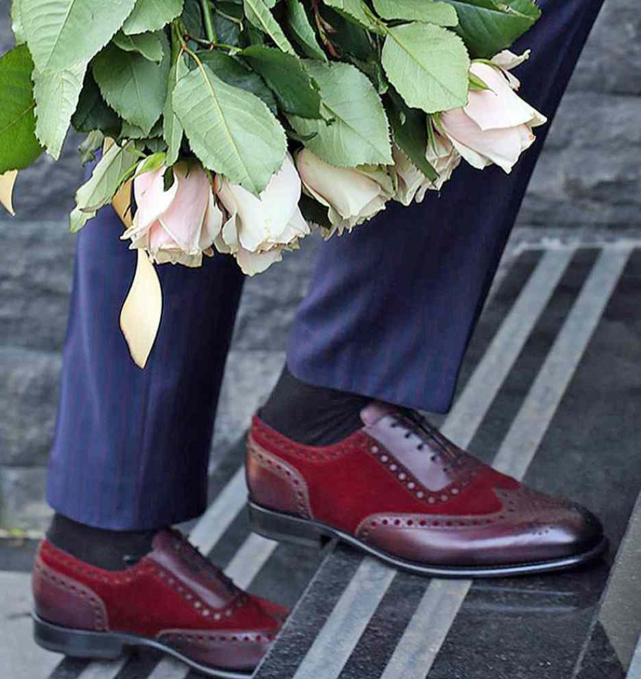 Goodyear Welted Handmade Burgundy Men's Brogues