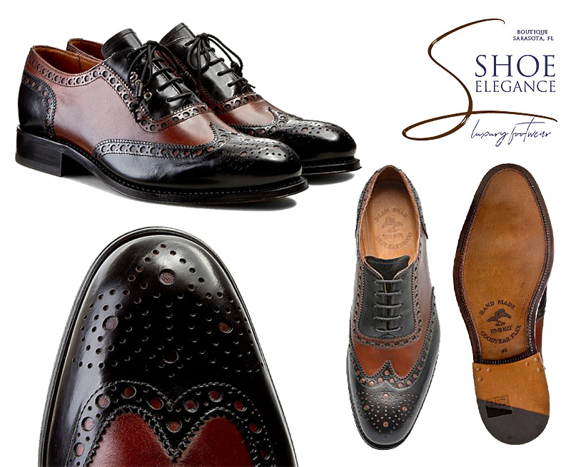 Men's wingtip shoes, men's brogue shoes, handmade shoes, goodyear welt 